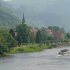 Ein Klassiker: Blick auf Bad Schandau von der B172-Brücke