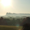 Schrammsteine und Falkenstein im Morgennebel